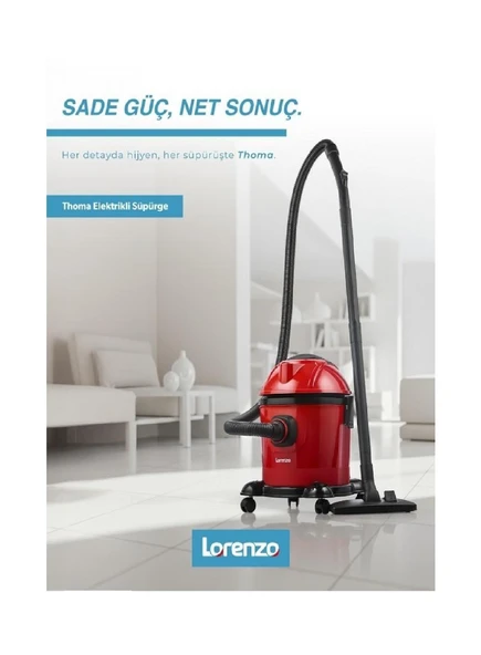 LORENZO THOMA ISLAK KURU ELEKTRİKLİ SÜPÜRGE KIRMIZI SİYAH - 2