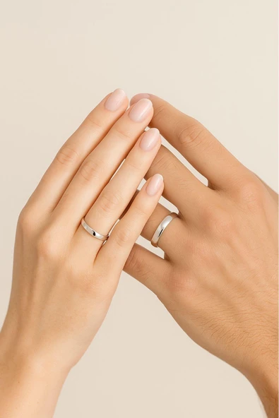 3 Mm Sade Bombeli Gümüş Alyans Söz Nişan Yüzüğü 925 Ayar Yüzük 1 Adet - 4