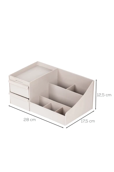 Porsima 5305 Çok Amaçlı Organizer 2 Çekmeceli Kozmetik Parfüm Krem Takı Makyaj Düzenleyici Kapicino - Resim 3