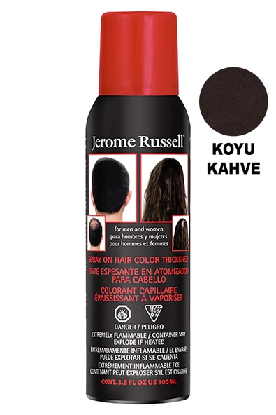 Jerome Russell Saç Dolgunlaştırıcı Kapatıcı Saç Spreyi Koyu Kahve 100GR