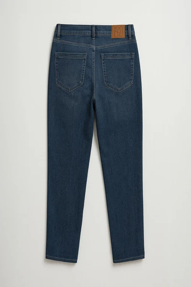 Kadın Normal Bel Straight Fit Mavi Jean Pantolon - Resim 3