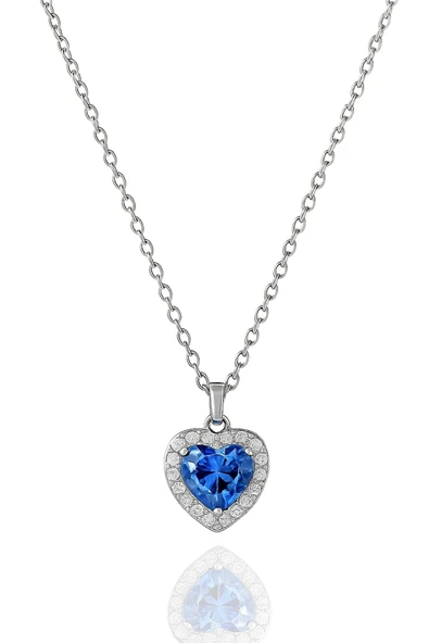 Minera Serisi 925 Ayar Gümüş Pırlanta Modeli Zirkon Taşlı Kalp Kolye - 6