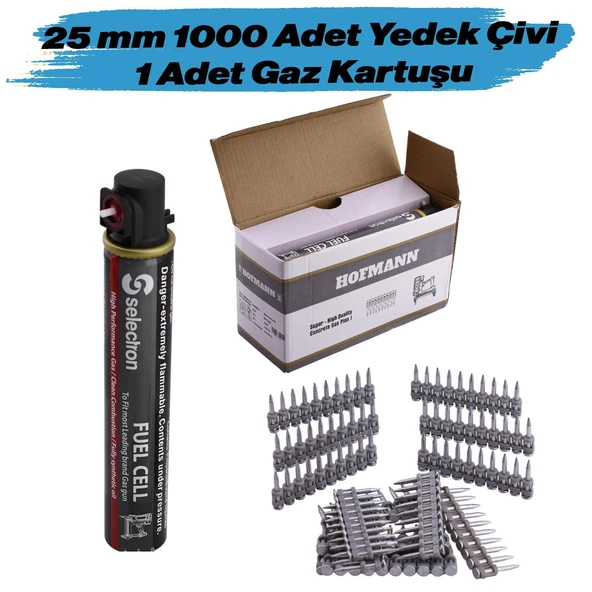 Gazlı Tabanca Çivisi 25 mm HGN-C25 / MGP26025 40 gram Gaz ve 1000 Adet Yedek Çivi 2.7 Kalınlık ürün görseli