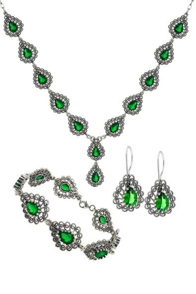 Miras Serisi Gümüş Zirkon Taşlı Telkari Gerdanlık Takı Seti ürün görseli