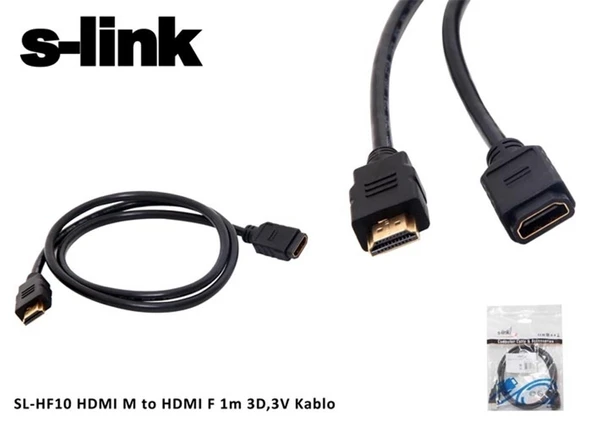 S-link SL-HF10 Hdmı m to Hdmı f 1 Mt 3d,3v Kablo Hdmı Erkek To Hdmı Dişi Uzatma ürün görseli