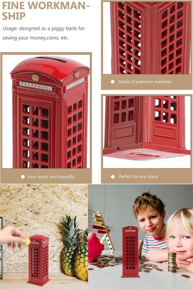 Telefon Kulübesi Metal Kumbara İngiltere Londra 18cm - Resim 10