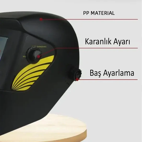 Otomatik Kararan Güneş Enerjili Pilli Baş Maskesi Siperlik Kartuşlu Kaynak Gözlüğü Ayarlanabilir - Resim 2