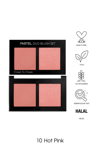 Pastel Duo Blush Set Cheek To Cheek - İkili Allık Seti 10 Hot Pink - 2