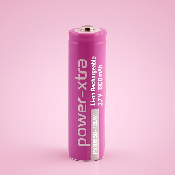 Pembe Renk Şarjlı Batarya Pil 3.7V 1200mAh Li-Ion Uzun Ömürlü Yüksek Kapasiteli Şarj Edilir 18650 - 2