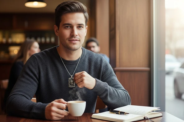 Büyük Aslan Başı Çelik Kolye Ucu - Resim 3