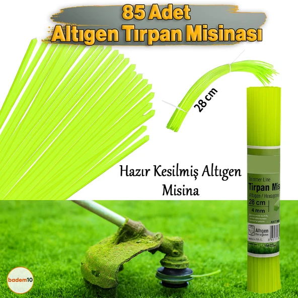 85 Adet (28 cm) Hazır Altıgen Çubuk Motorlu Tırpan Misinası Bahçe Dayanıklı Ot Biçme İpi Çubuk 4 mm - 2