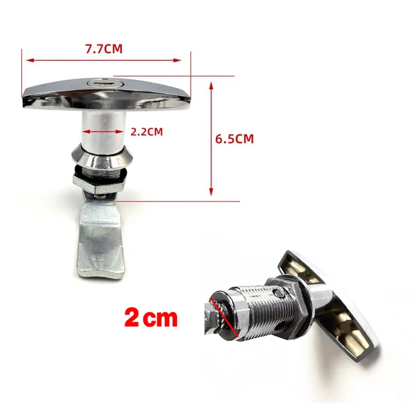 Mandallı Kollu T Tipli Dolap Çekmece Kilidi 2 Anahtarlı Metal Mobilya Elektrik Pano Kilidi 1 Adet - Resim 2