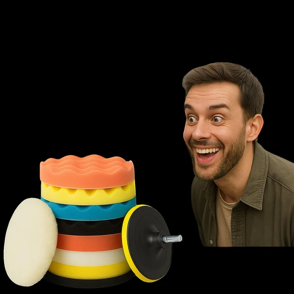 Polisaj Süngeri Seti + 300 Gr Cila 150 mm Matkap Uyumlu Oto Seramik Wax Pasta Cila Parlatma Pedi - 9