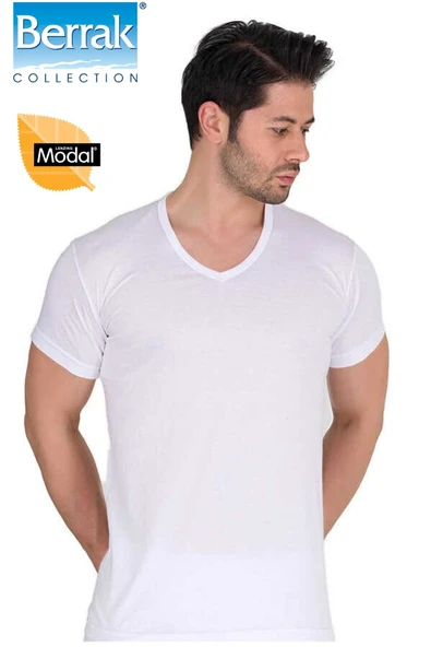 Berrak Erkek Modal V Yaka Kısa Kol Badi Tişört 1036 ürün görseli 1