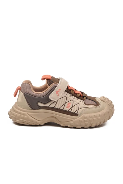 Marcokids Bej Cırtlı Kaymaz Hafif Esnek Erkek Çocuk Spor Ayakkabı 22676 F - 2