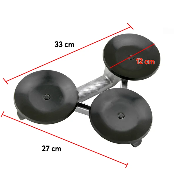 Alüminyum Vakumlu 3'lü Cam Vantuzu Cam Fayans Ahşap Metal Taşıma Kaporta Göçük Düzeltme Aparatı Üçlü - Resim 2