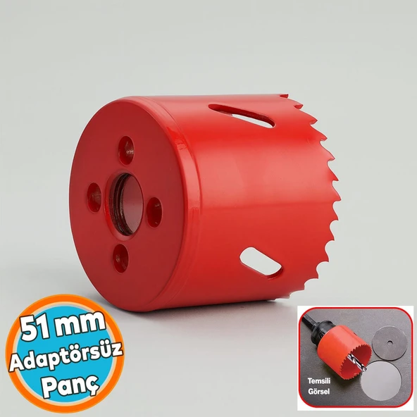 Metal Panç Ø 51 mm Delik Açma Alçıpan Ahşap Pvc Delme Testeresi Adaptörsüz 1 Adet ürün görseli 1