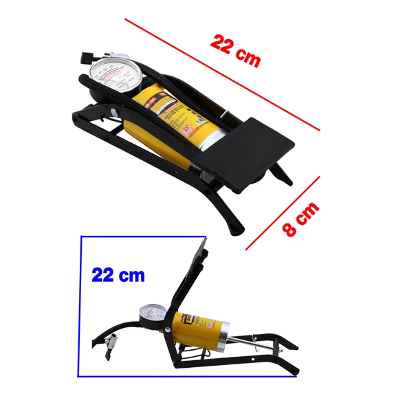 Ayak Tipi Pompa Tekli Teker Araç Bisiklet Top Bot Lastik Şambrel Şişirme Pompası Tek Pistonlu 1 Adet - Resim 3