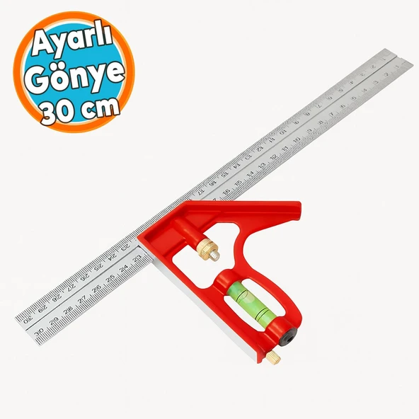 Ayarlı Alüminyum Marangoz Gönye Metal Gövde Açılı Ölçüm Cetveli İnşaat Hassas Gönye 300 mm 30 cm