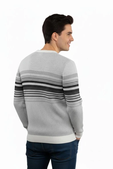 Erkek Sıfır Yaka Kazak Selanik Örgü Klasik Kalıp 5245C BGL-ST04860 - Resim 11