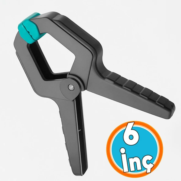 Plastik Tutacaklı Yaylı Kıskaç İşkence 150MM Marangoz ve Atölye Pratik Kullanım Ergonomik Tasırım