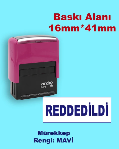 Reddedildi Kaşesi, 911 (41mmx16mm) Mavi Keçeli Otomatik Kaşe ürün görseli