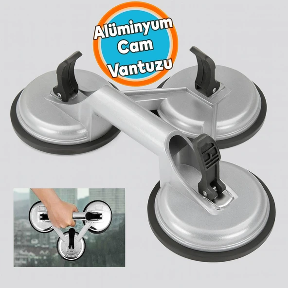 Alüminyum Vakumlu 3'lü Cam Vantuzu Cam Fayans Ahşap Metal Taşıma Kaporta Göçük Düzeltme Aparatı Üçlü ürün görseli