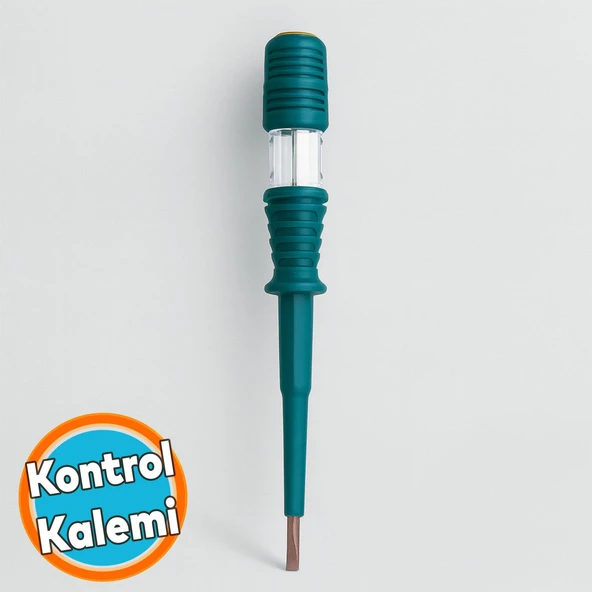 Profesyonel Elektrik Kontrol Kalemi Düz Uçlu İzoleli Tornavida Priz Faz Voltaj Tornavidası 190 mm