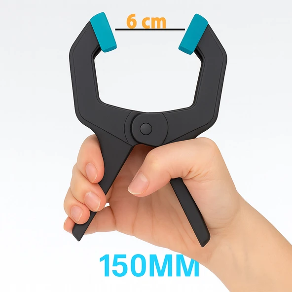 Plastik Tutacaklı Yaylı Kıskaç İşkence 150MM Marangoz ve Atölye Pratik Kullanım Ergonomik Tasırım - 3