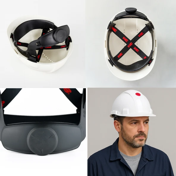 Ayarlanabilir Havalandırmalı Baret İş Güvenliği Şapka İnşaat Kaskı Koruyucu Başlık Beyaz - 3