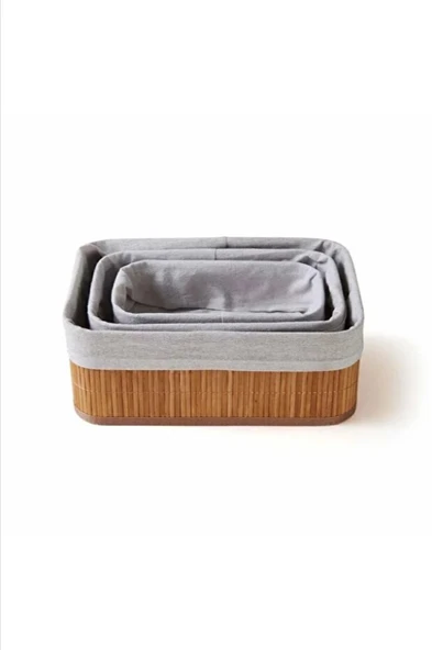 Hasır 3'lü Sepet Seti Banyo Sepeti Mutfak Sepeti Doğal Astarlı Kozmetik Dolap İçi Çok Amaçlı Düzenleyici - Resim 2