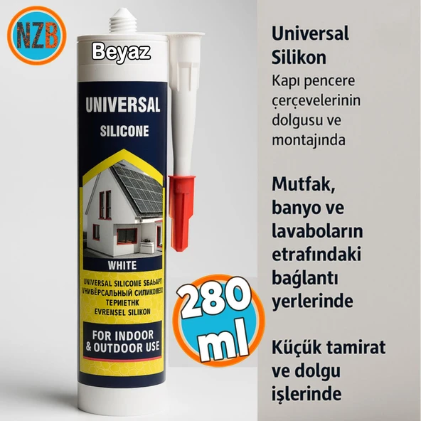 Universal Silikon  Genel Amaçlı 280 ml İç Dış Mekan Kapı Pencere Uygun Su Geçirmez Sızdırmazlık Beyaz ürün görseli