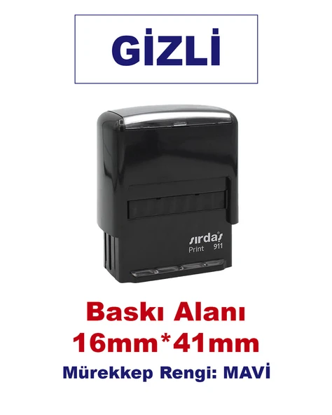 Gizli Kaşesi, 911 (41mmx16mm) Mavi Keçeli Otomatik Kaşe ürün görseli