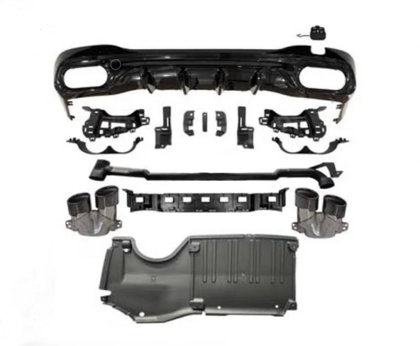 MERCEDES C SERİSİ W206 C43 AMG DİFÜZÖR + SİYAH EGZOZ UCU SETİ