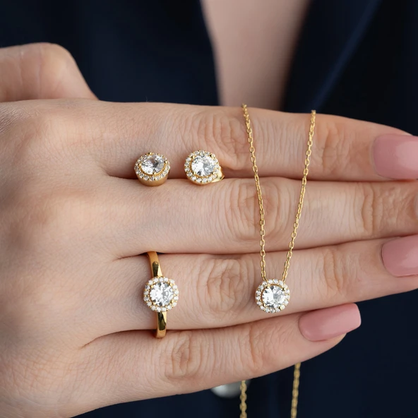 Vaoov 925 Ayar Gümüş 3lü Tektaş Set ürün görseli 1