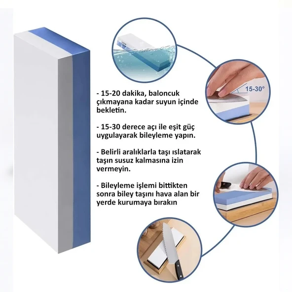 Çift Taraflı El Taşlama Profesyonel Bıçak El Aletleri Makas Şef Biley Bileme Taşı 1000/6000 Grit Kum - Resim 2