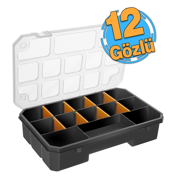Organizer 12 Gözlü Alet Çanta Bölmeli Taşınabilir Kapaklı Küçük Tek Taraflı Düzenleyici Slim 1 Adet