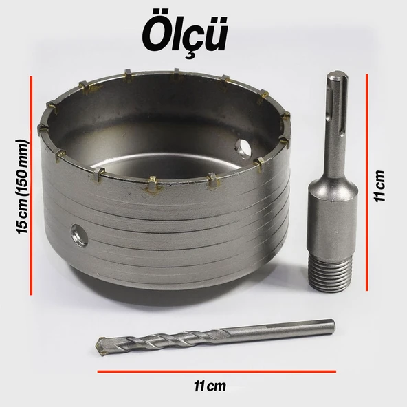 Elmas Beton Delme Pançı 150MM Profesyonel Krom Alaşım Endüstriyel Profesyonel Matkap Ucu - Resim 2