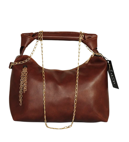 Zincir Askılı  Deri Çanta-Kahverengi