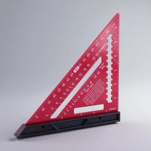 Alüminyum Üçgen Cetvel Marangoz Gönye Metal Gövde Açılı Ölçüm Ahşap Hassas Gönye 170 mm 17 cm - 5
