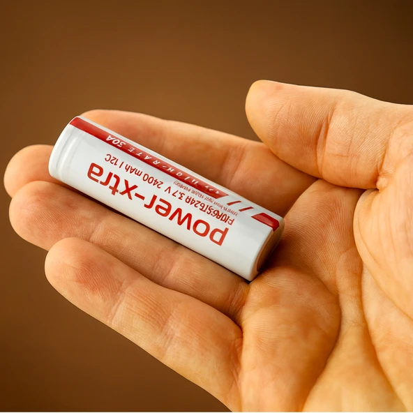 Kırmızı Gri Şarjlı Batarya Pil 3.6V 2400mAh Li-Ion Uzun Ömürlü Yüksek Kapasite Şarj Edilir PX18650 - 2