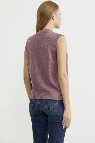 Salaş Yünlü Triko Süveter - Gül - Resim 5