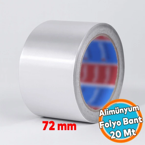 Alüminyum Folyo Bant Yapışkanlı 72 mm x 20 Metre Yanmaz Soba Borusu Bandı