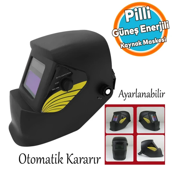 Otomatik Kararan Güneş Enerjili Pilli Baş Maskesi Siperlik Kartuşlu Kaynak Gözlüğü Ayarlanabilir ürün görseli