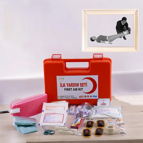37 Parça İlk Yardım Çantası Hayati Acil Müdahele Seti Oto Ecza Dolabı Kiti Kaza Yara Yaralanma Band - Resim 5