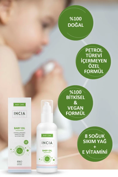 Incia Bebek Yağı Organik Jojoba Bakım ve Masaj Yağı Parafinsiz Bitkisel Vegan 110 ml - Resim 4