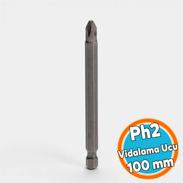 Manyetik Uzun Bits Bit Ucu Yıldız Tornavida Uç Derin Vidalama İçin PH2 100 Mm 10 Cm Çelik CR-V Uç ürün görseli 1