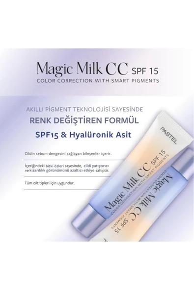 Pastel Magic Milk CC SPF 15 - Cilt Tonu Eşitleyici SPF 15 CC Krem 50 Light Medium - 7