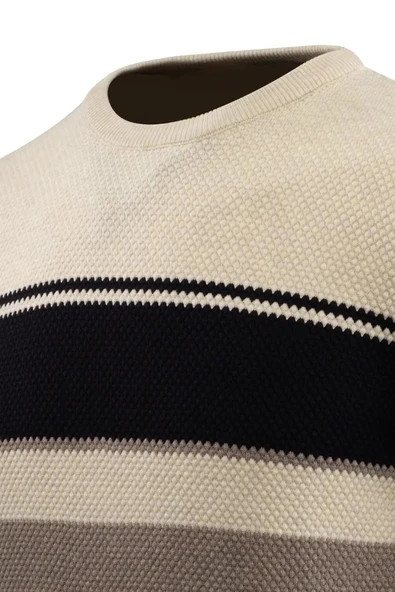 Erkek Sıfır Yaka Kazak Petek Örgü Klasik Kalıp 5244C BGL-ST04861 - Resim 12