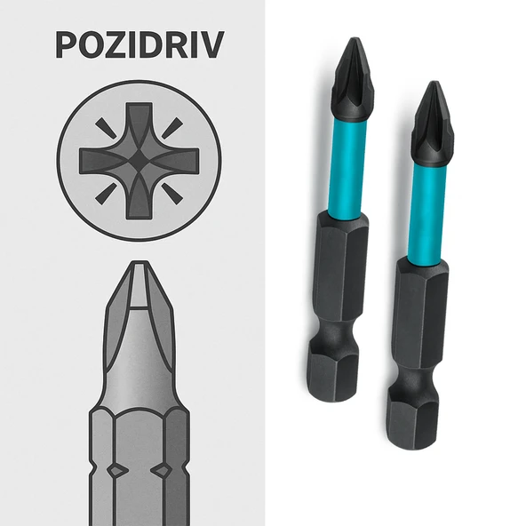 Mıknatıslı Bits Pz2 50 mm Vida Sökme 5 Cm Yıldız Matkap Vidalama Ucu S2 Çeliği Pozidriv Uç (2 Adet) - Resim 4
